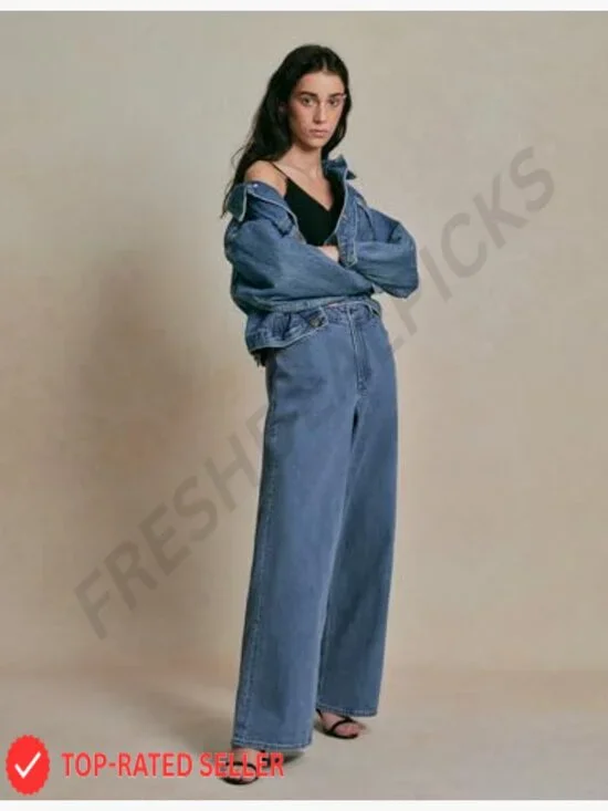 Wide Leg Jeans Adjustable Waist High Rise Y2K Trendy Casual Denim Pants - Picture 3 of 7